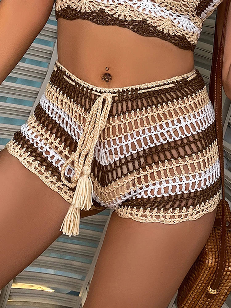 Short Plage Crochet Arc-en-Ciel
