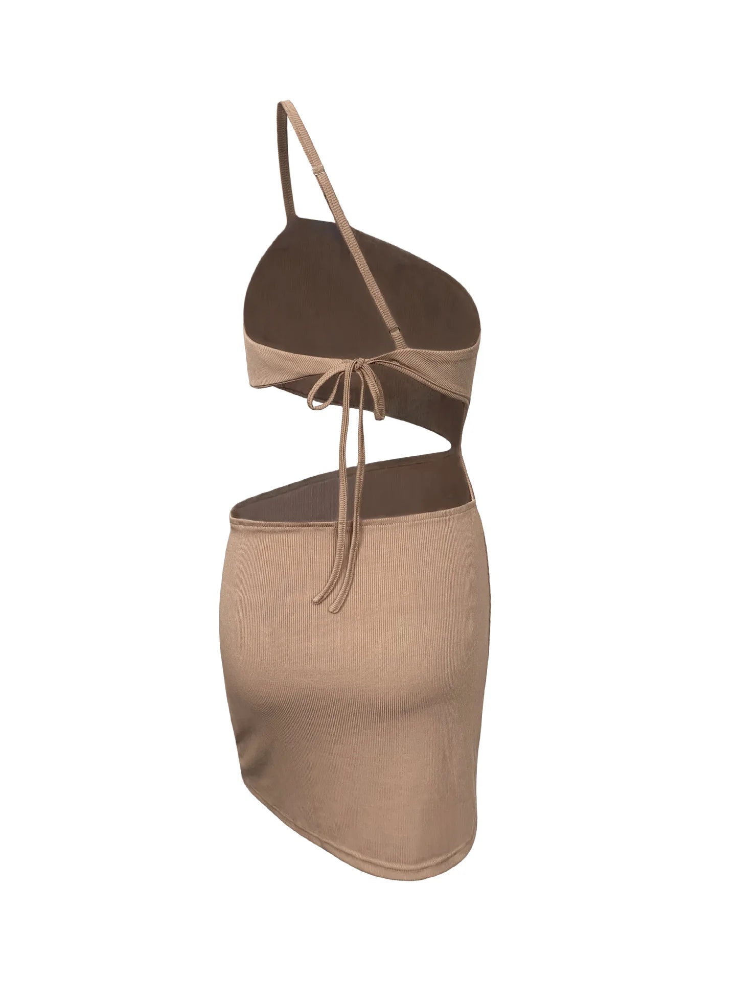 Robe Sexy Épaule Dénudée Bodycon - Taille Ajourée Dos Nu Lacets Côtelée Club Soirée