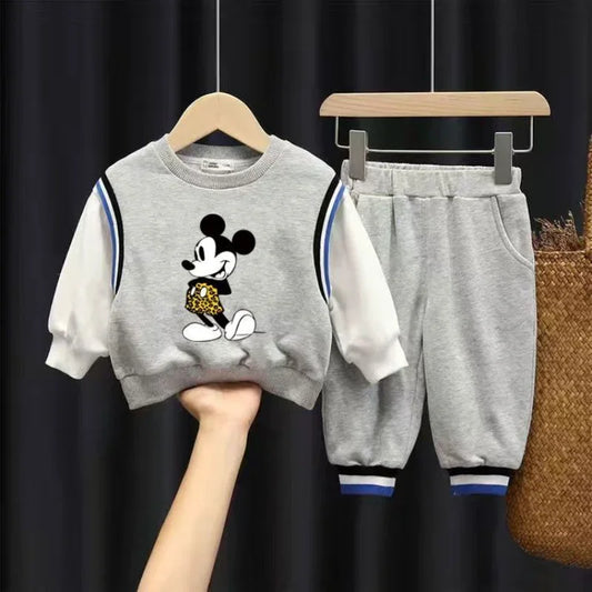 Ensemble 2 Pièces Garçon Disney Mickey - Sweat Col Montant + Pantalon - Automne Cartoon