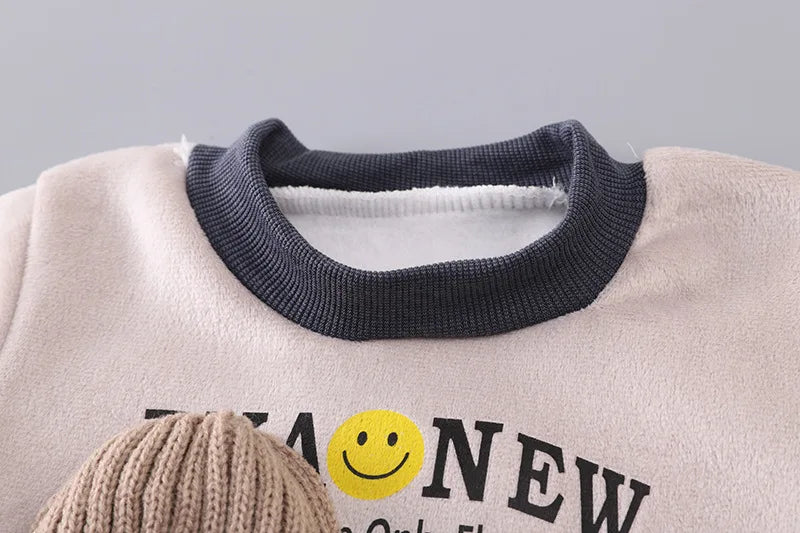 Ensemble 3 Pièces Bébé Hiver - Sweat + Pantalon + Gilet à Capuche - Vêtements Chauds Automne
