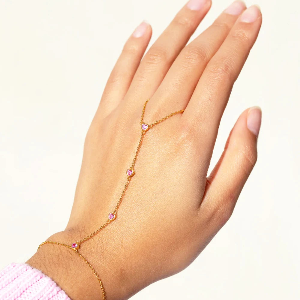 Bracelet Bague Chaîne Main Acier Inoxydable Waterproof - Bijou Main Connecté Femme Cadeau Fête des Mères