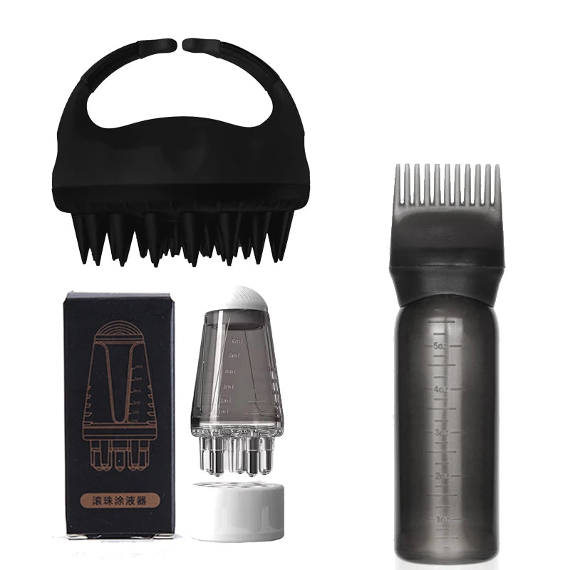 Set Soin Cuir Chevelu Professionnel 2/3 Pièces - Brosse Massage et Applicateur Huile | Croissance Cheveux