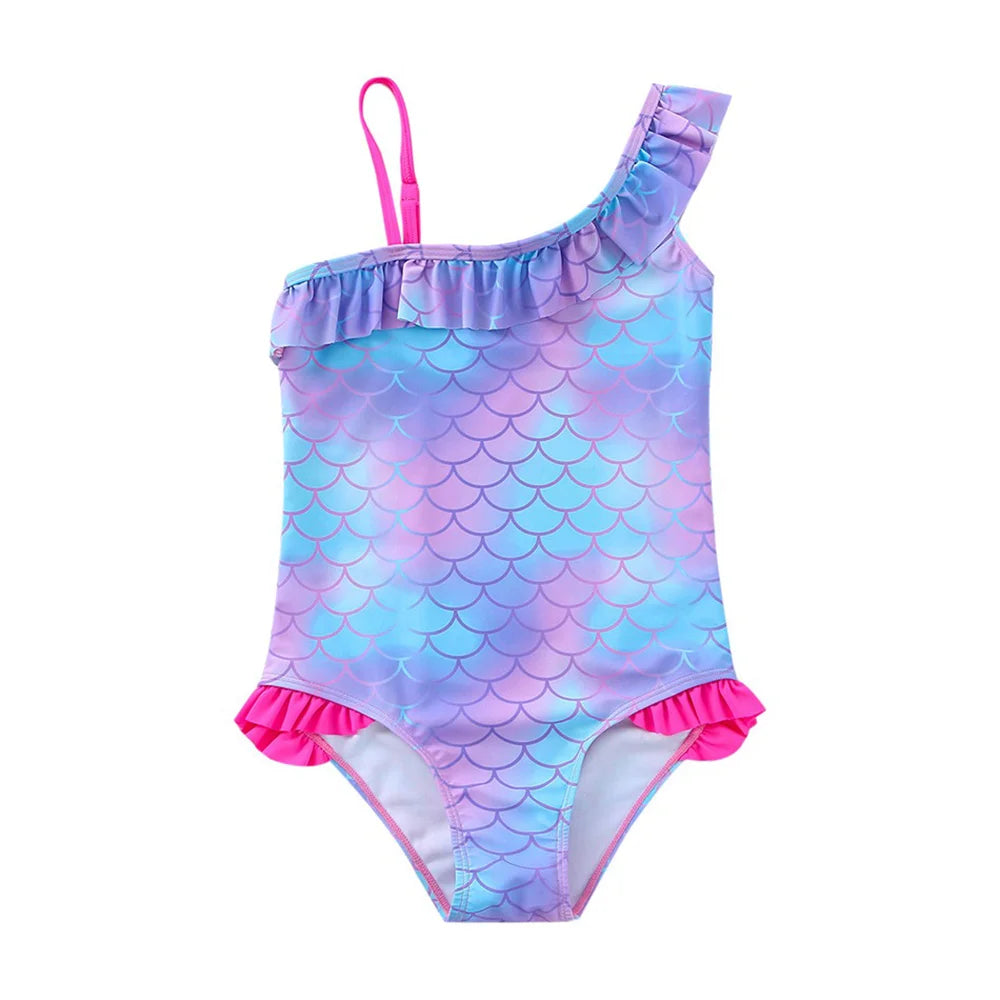 Maillot de Bain Bébé Fille Mickey Minnie Sirène - Une Pièce Écailles Poisson Plage