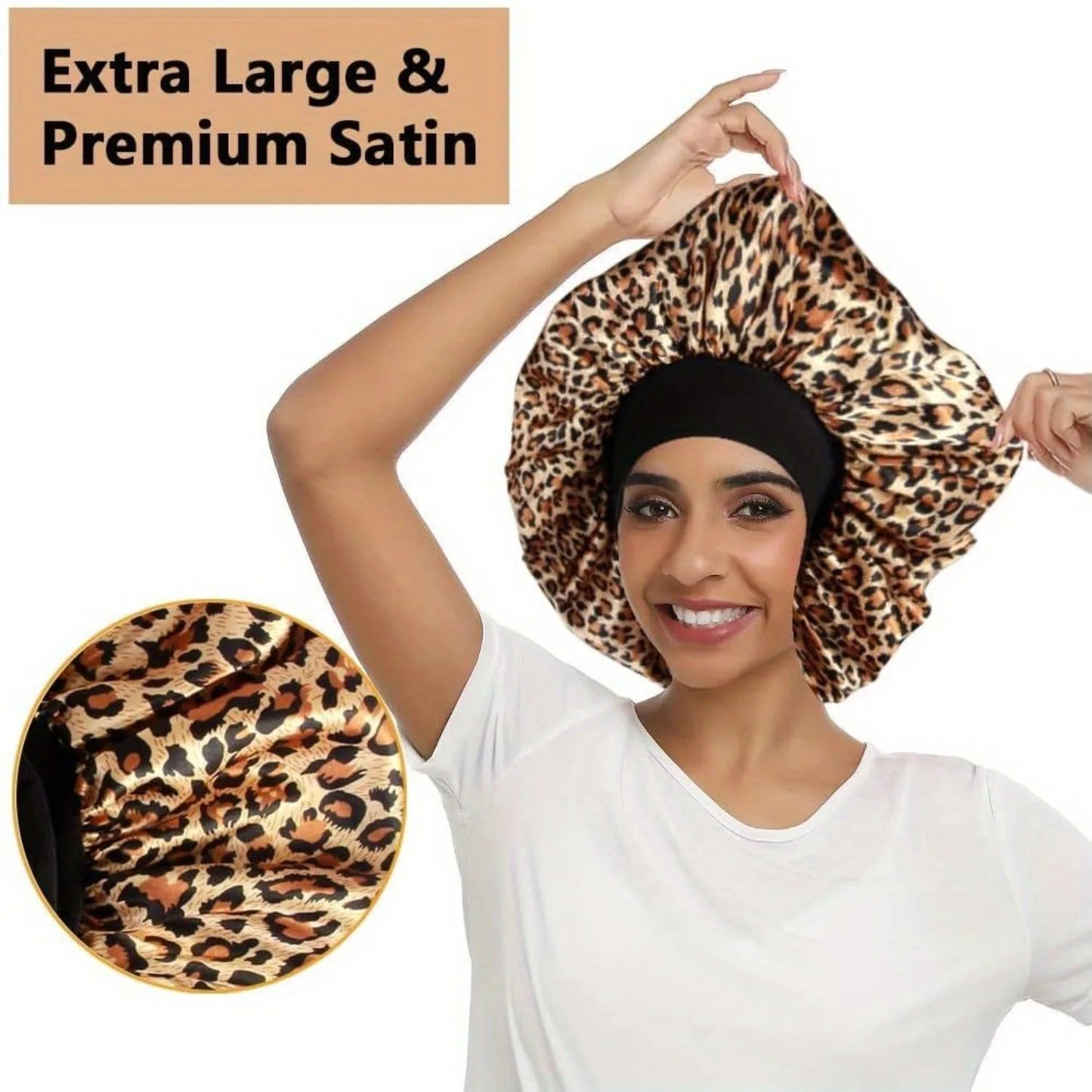 Bonnets Nuit Femme Satin Papillon Léopard - Bonnet Cheveux Tresses Bouclés Couleurs Pastel Doux Chimiothérapie Sleeping Cap