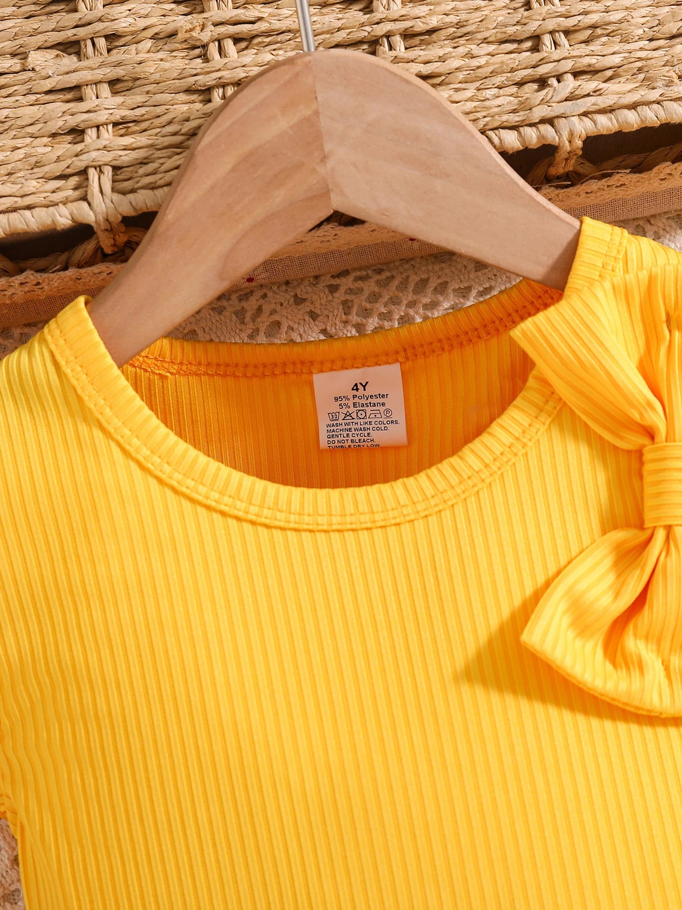 2025 Fashion Girl Summer solid color breathable, wear-resistant and washable knitted top with flower print pattern dress