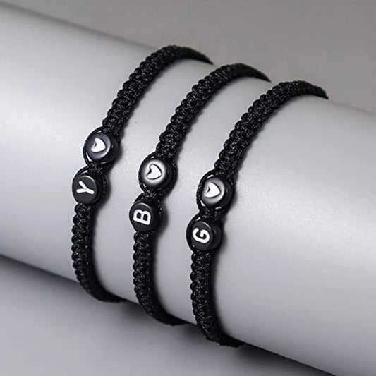 Bracelet Femme Lettres A-Z Initiales Ajustable - Tressé Cadeau Graduation Anniversaire