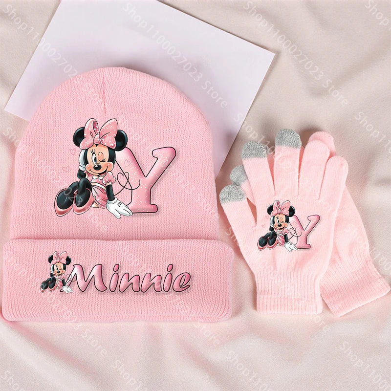 Ensemble Bonnet & Gants Fille Minnie Mouse - Tricot Chaud Disney Hiver