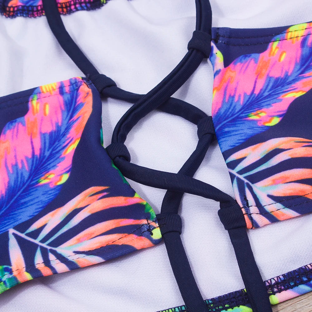 Bikini Fille 2 Pièces à Volants - Maillot de Bain Imprimé 7-14 ans