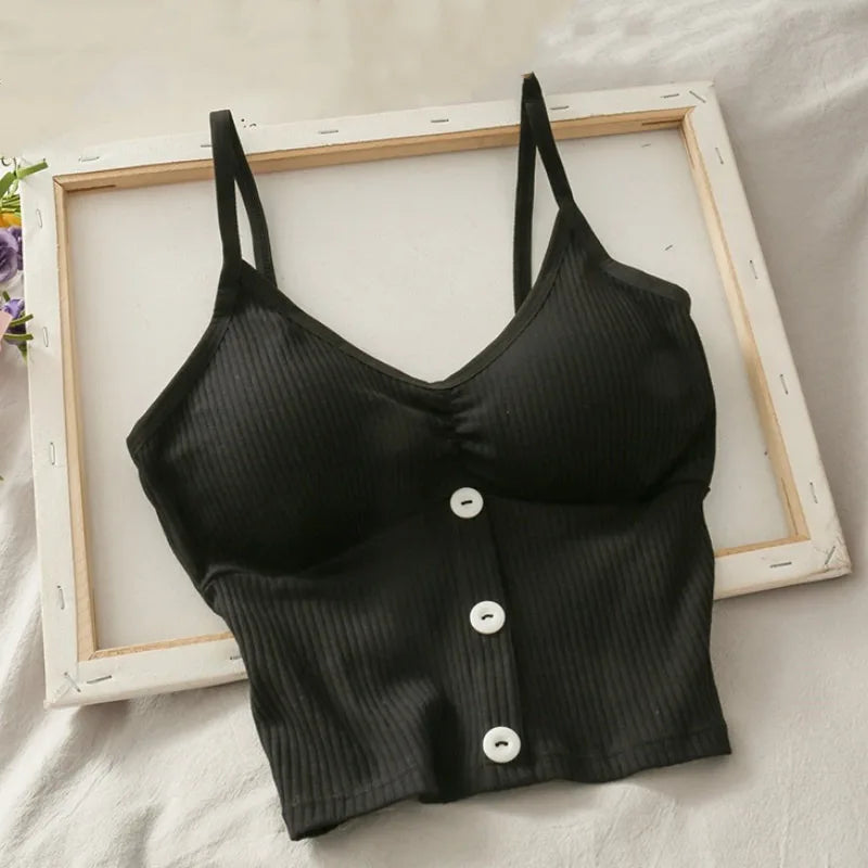 Débardeur Tricot Femme Crop Top Bretelles