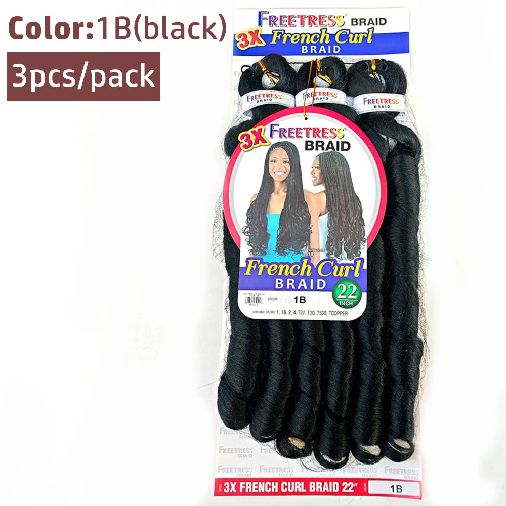 Extension Tresses French Curly 22 Pouces - Mèches Synthétiques Ondulées Loose Weave 3 Paquets