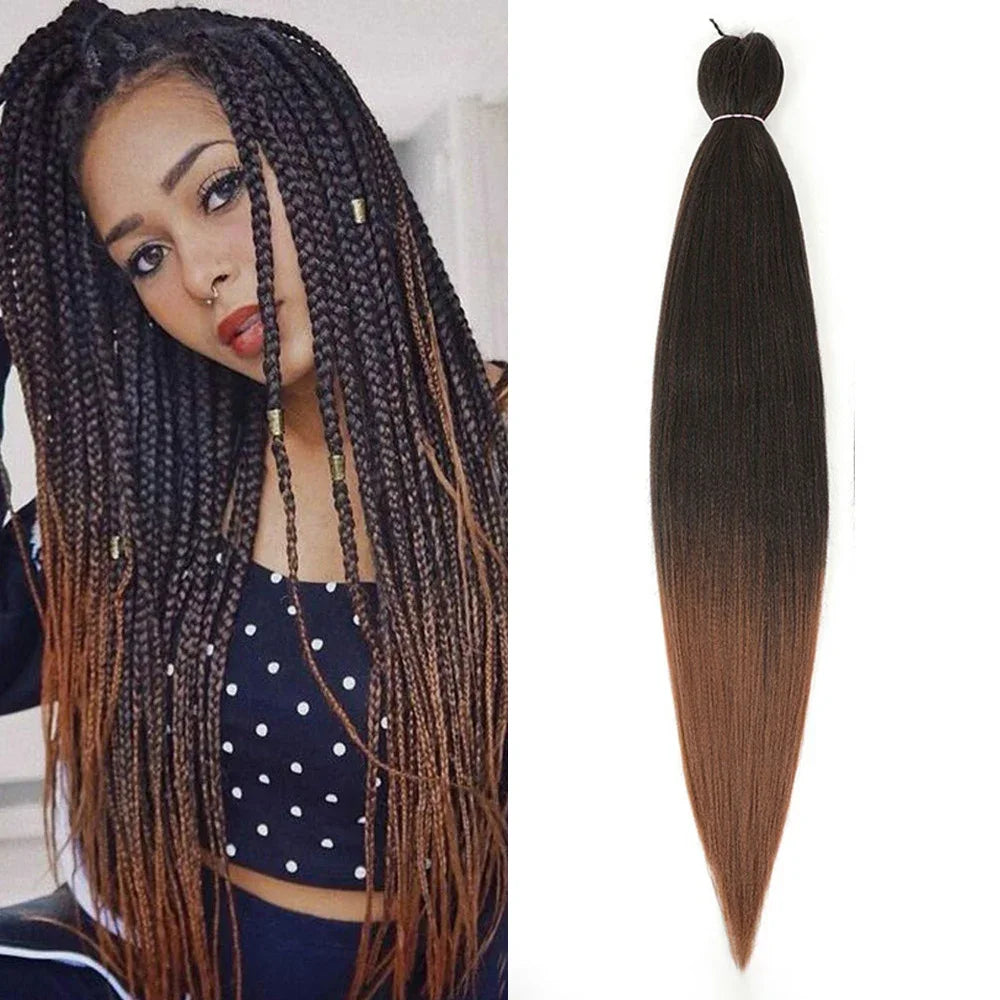 Mèches Tressage Pré-Étirées Ombré - Extensions Cheveux Synthétiques Multicolores Faciles