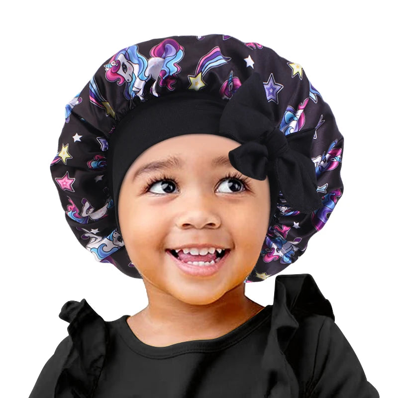 Bonnet Licorne Enfant Coloré - Chapeau Sommeil Élastique Ruban Bébé