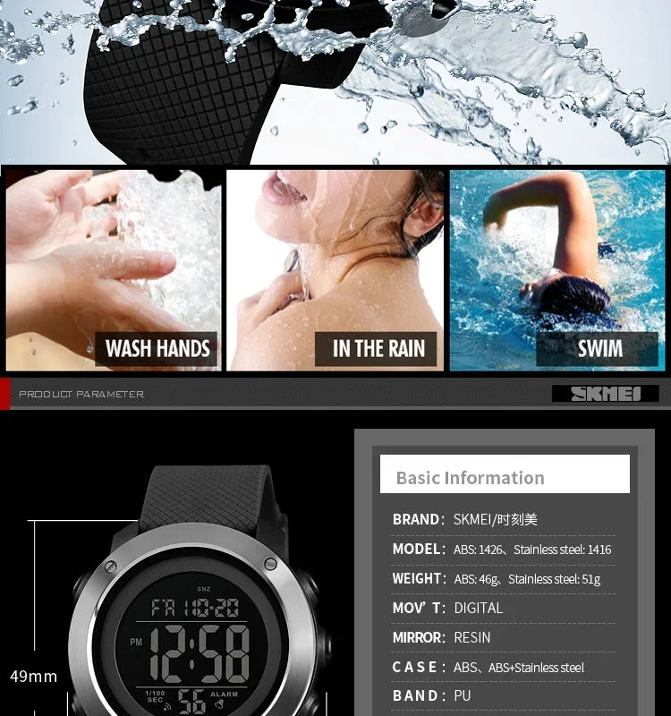 Montre Sport Homme SKMEI 1426 - Digitale Waterproof Alarme Militaire