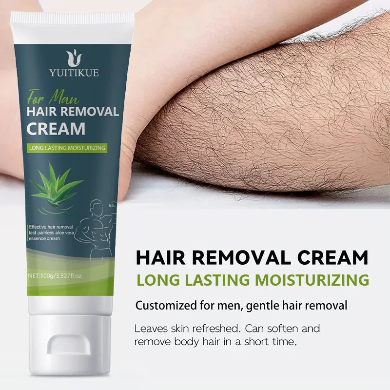 Crème Dépilatoire Homme 100g - Douce Peau Sensible Usage Corps Entier Hydratante Longue Durée Peau Soyeuse