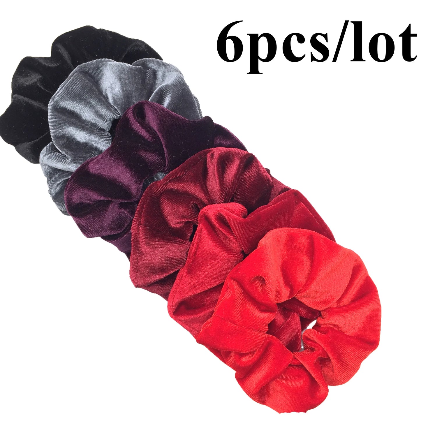 Lot 10/6/1pc Chouchous Cheveux Velours Femme - Élastiques Bandeau Couleur Unie Noir Accessoires Cheveux Doux