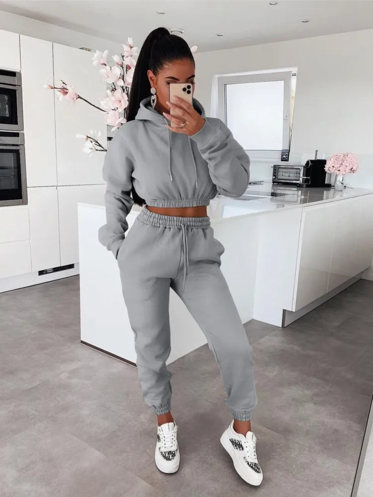 Ensemble Sportswear Femme 2 Pièces - Sweat Workout Pantalon Jogging Fitness