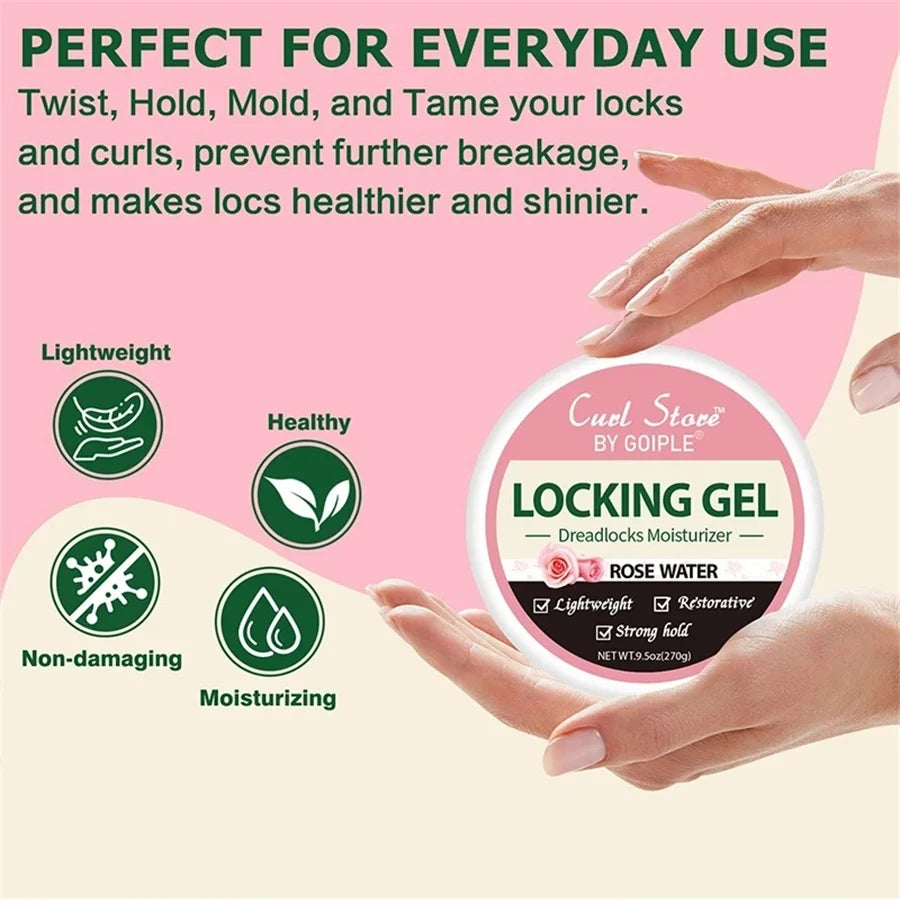 Gel Coiffant Tresses Dreadlocks 270g - Fixation Forte Non Gras Hydratant Eau de Rose Twist Lock Conditionneur