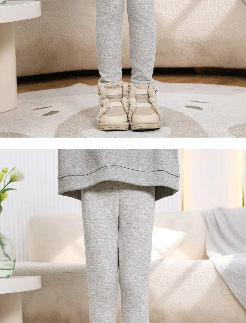 Pantalon Fille Hiver Doublure Polaire - Legging Chaud Élastique Slim - Couleur Bonbon 8-9 Ans