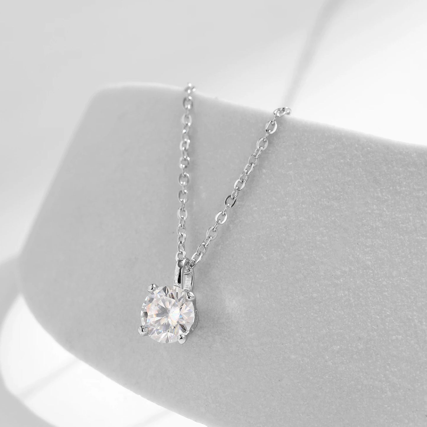 Collier Moissanite 1CT Femme - Pendentif Diamant Lab Argent 925 Mariage