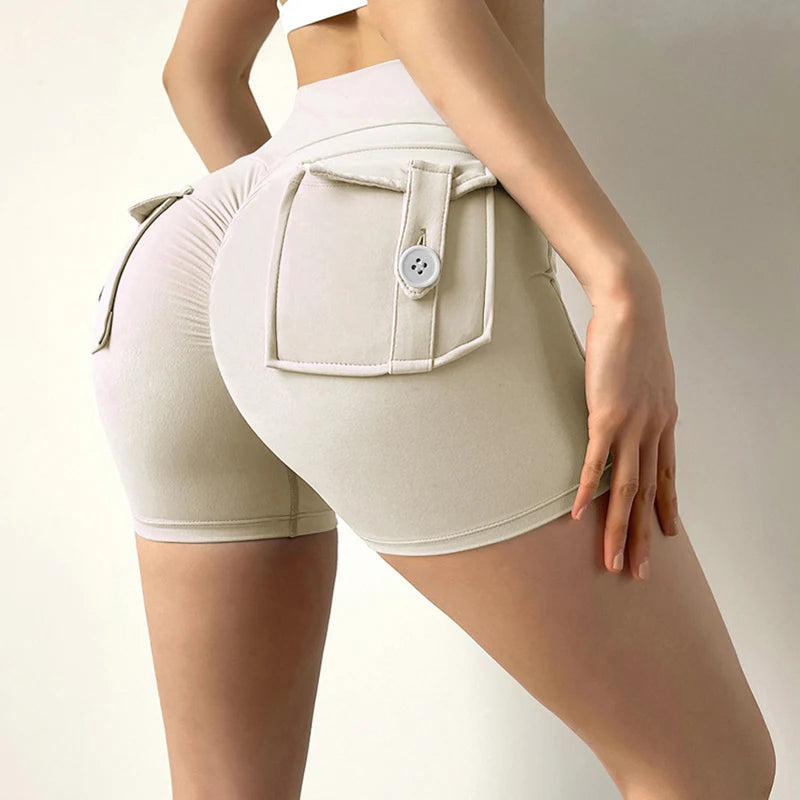 Short Yoga Taille Haute Femme avec Poche