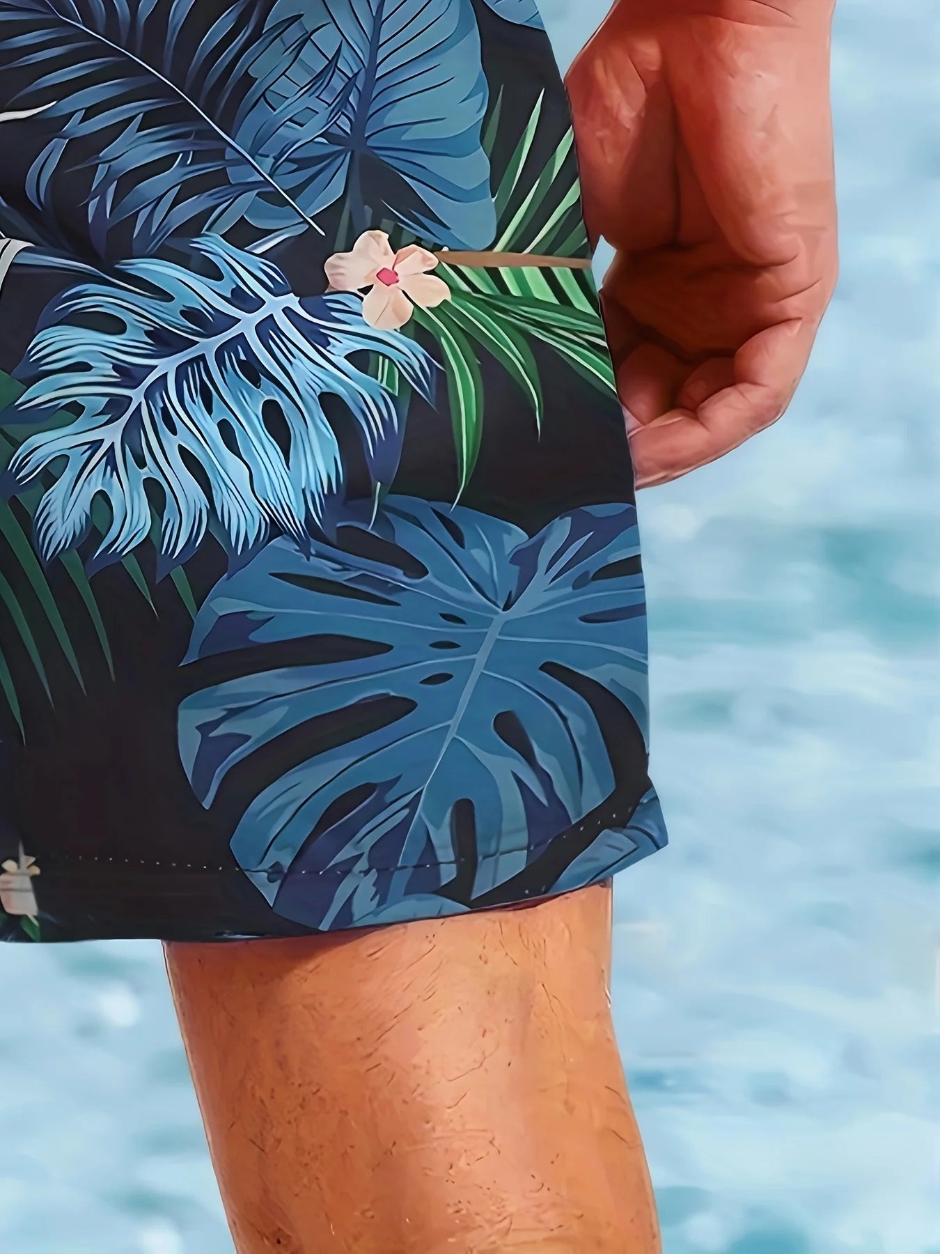 Short Homme Imprimé Feuilles Tropicales - Maillot Séchage Rapide Plage Gym Sport Été