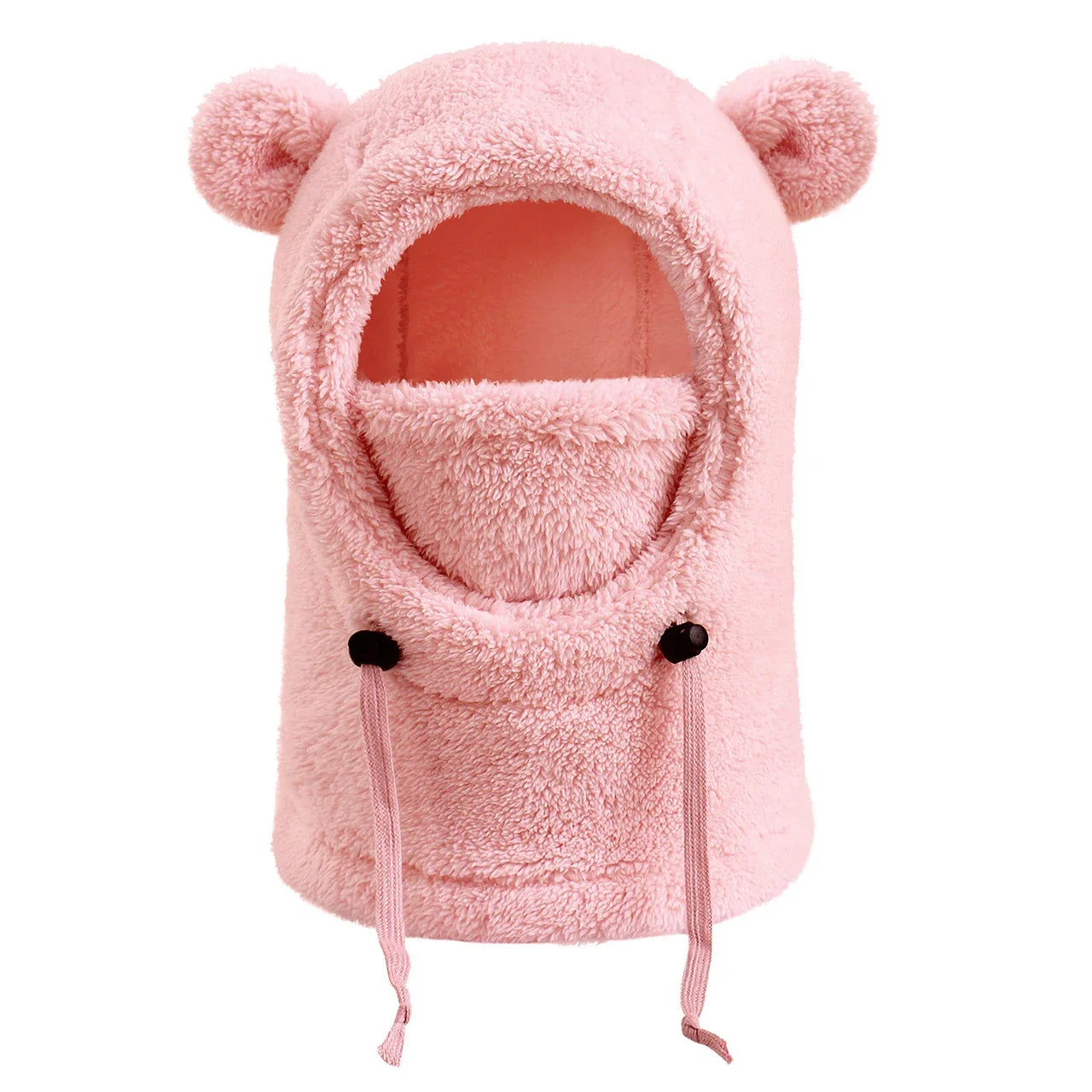 Bonnet Cagoule Enfant Rose - Casque Polaire Thermique Écharpe Intégrée Ski