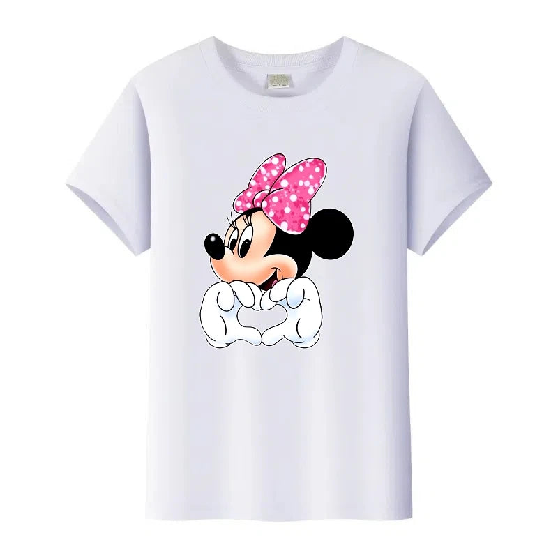 T-Shirt Disney Minnie Femme Enfant - Cartoon Kawaii Blanc Oversize - Mode Casual