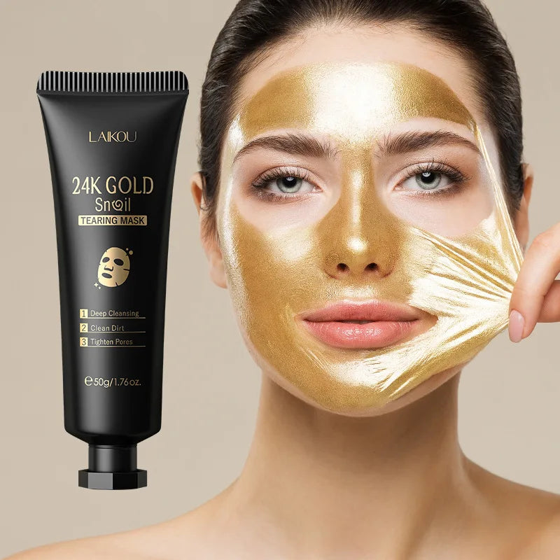 Masque Visage Peel-Off Or 24K Sakura LAIKOU - Anti-Rides Blanchissant Points Noirs Rajeunissement