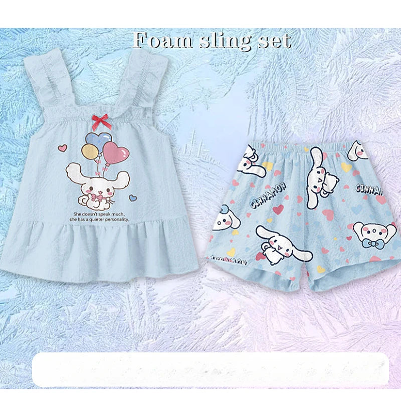 Ensemble Pyjama Enfant Kuromi Cinnamoroll - Set Cartoon Manches Courtes Été