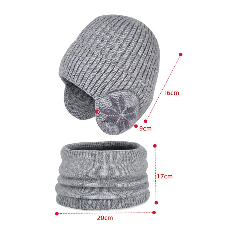 Ensemble 2 Bonnets Tricotés Enfant Doublure Polaire - Chapeau Écharpe Hiver 4-10 Ans