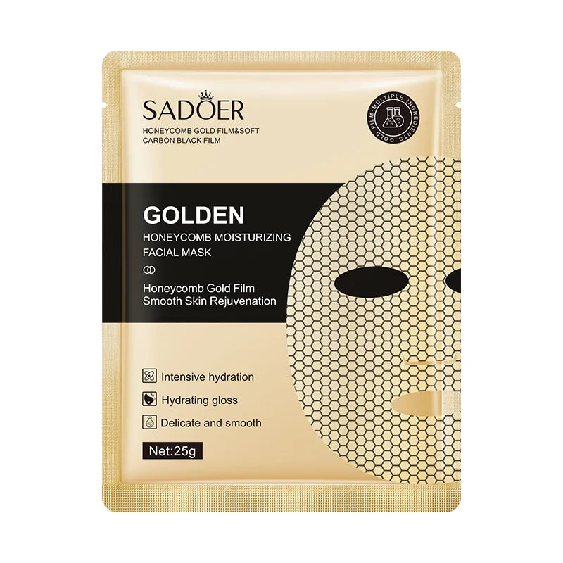 Masques Visage Or 24K SADOER 5/10pcs - Hydratant Raffermissant Nourrissant Rajeunissement Peau