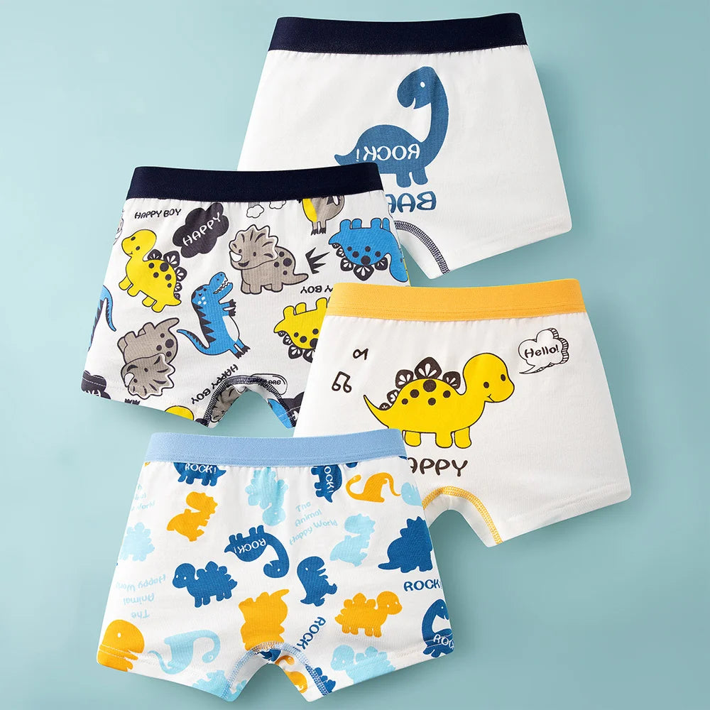 Boxer Garçon Coton - Lot de 1/4/8 Pièces Motif Dinosaure