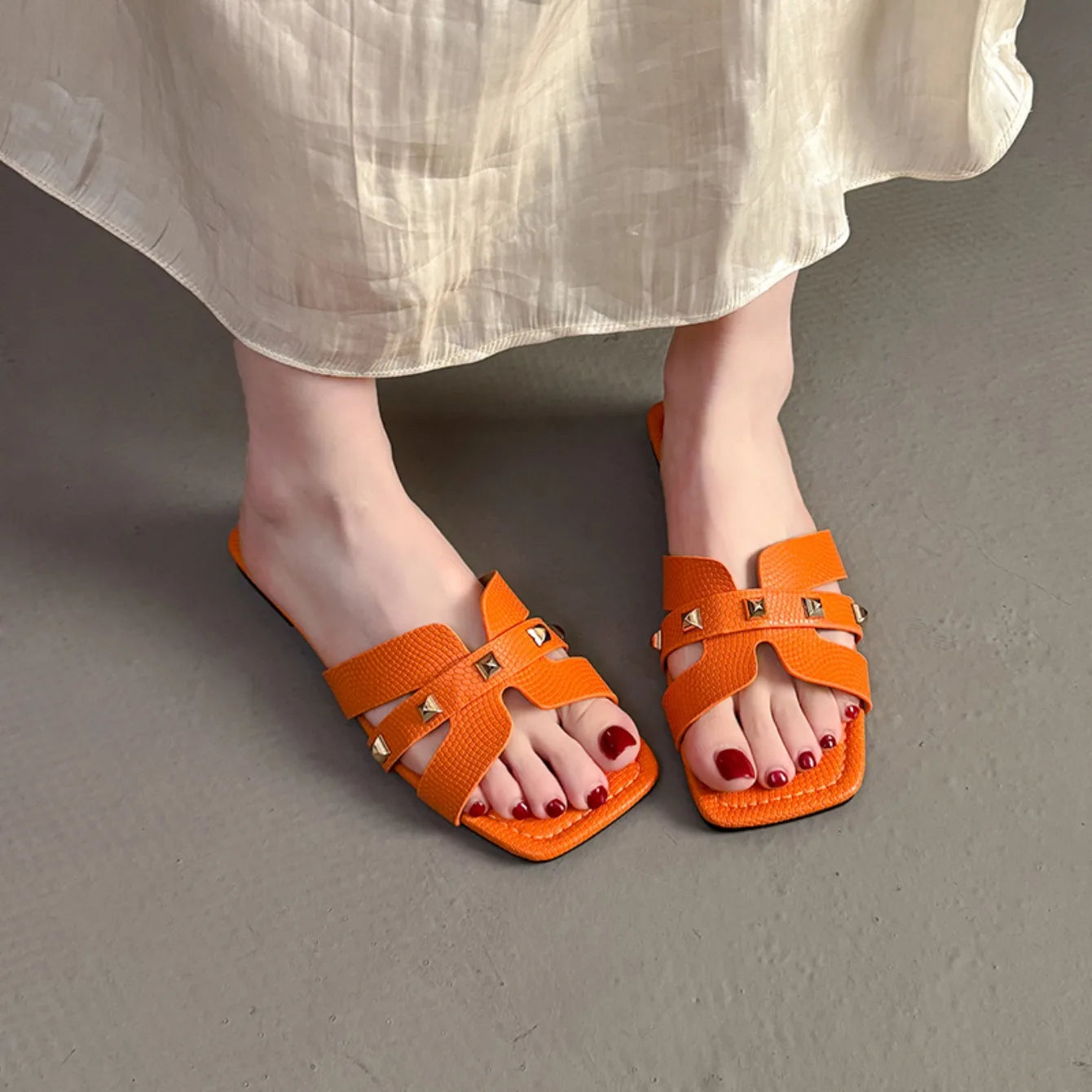 Mules Femme Luxe Plage Été - Sandales Plates Légères Grande Taille Slides