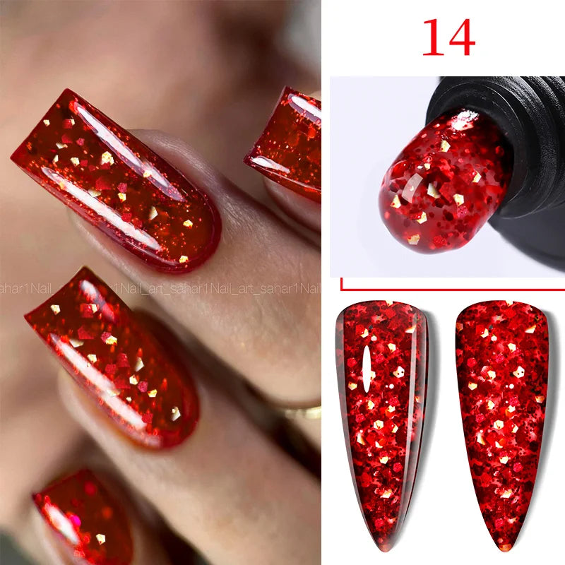 Gel Extension Ongles Paillettes LILYCUTE 15ml - Vernis Semi-Permanent UV Construction Nail Art
