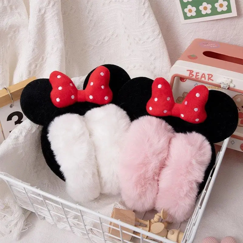 Cache-Oreilles Enfant Hiver Mickey Minnie Kawaii - Peluche Doux Nœud Chaud Coupe-Vent Cartoon Fashion Cadeau