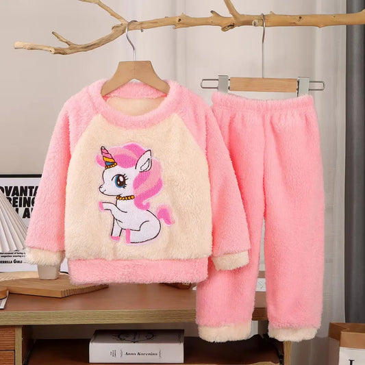 Pyjama Enfant Polaire Velours - Ensemble Cartoon Chaud Automne Hiver