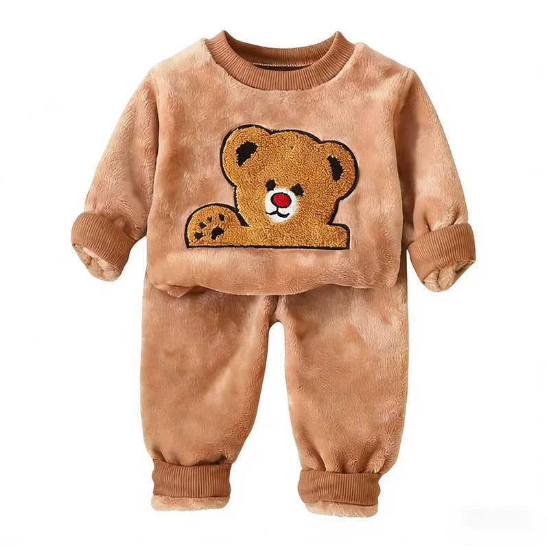 Ensemble Pyjama Enfant Ours Cartoon - Flanelle Polaire Hiver