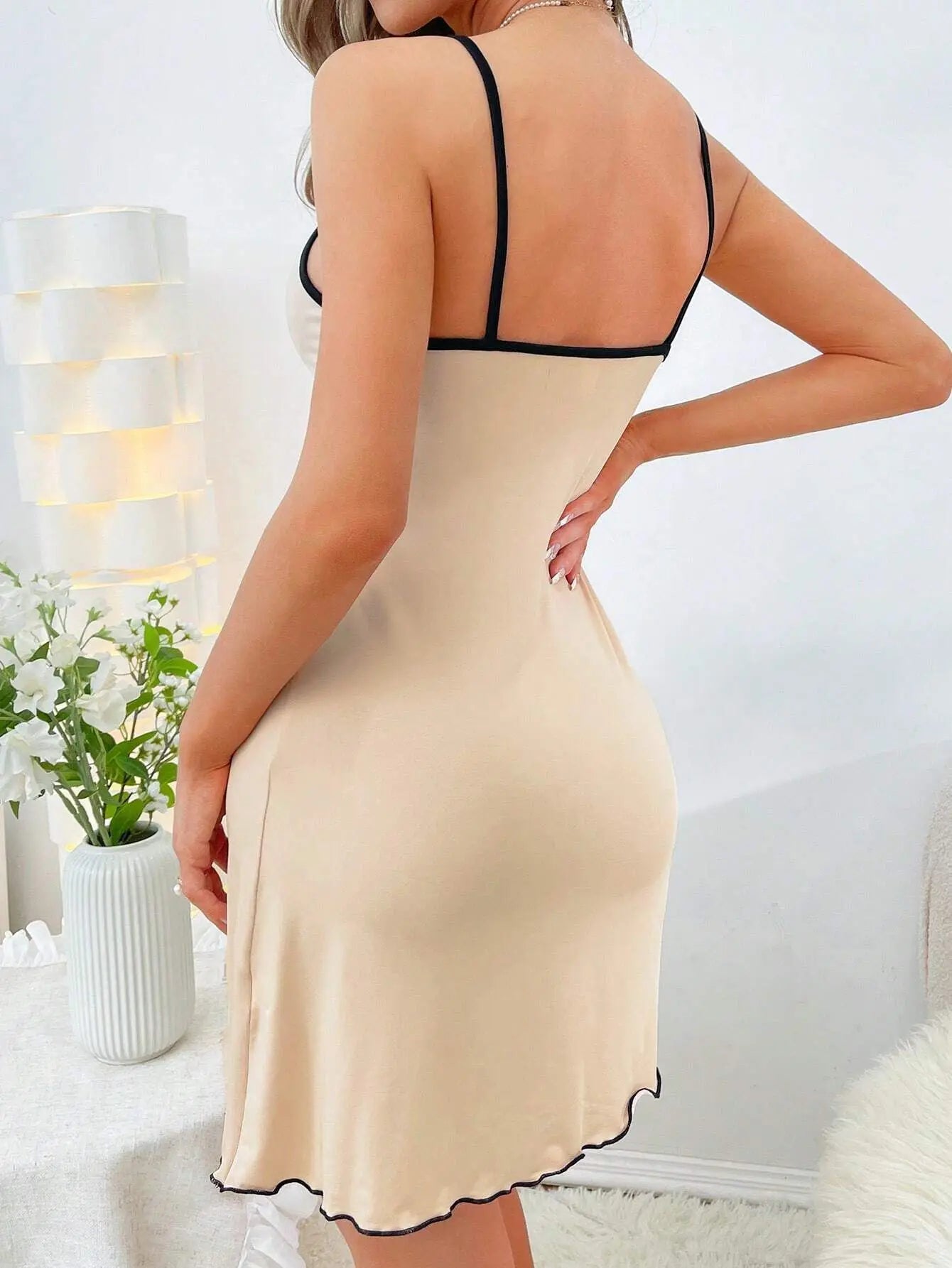 Nuisette Slip Dress Sexy Femme - Chemise de Nuit Élégante Satin