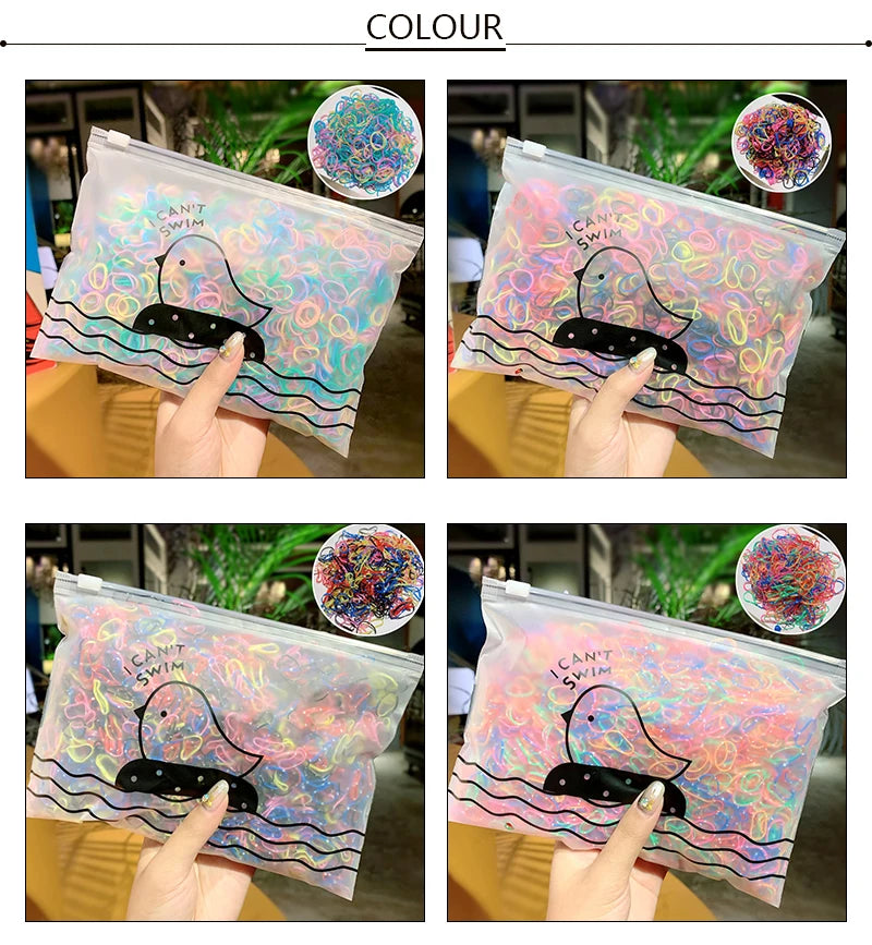 1000pcs Élastiques Cheveux Colorés Jetables - Mini Chouchou Caoutchouc Queue Cheval Accessoires Fille