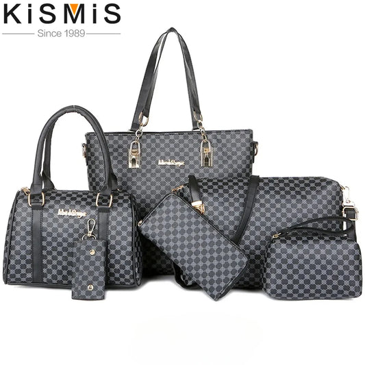 Set 6 Sacs Femme Imprimé Floral Minimaliste - Grande Capacité Tote Épaule Crossbody