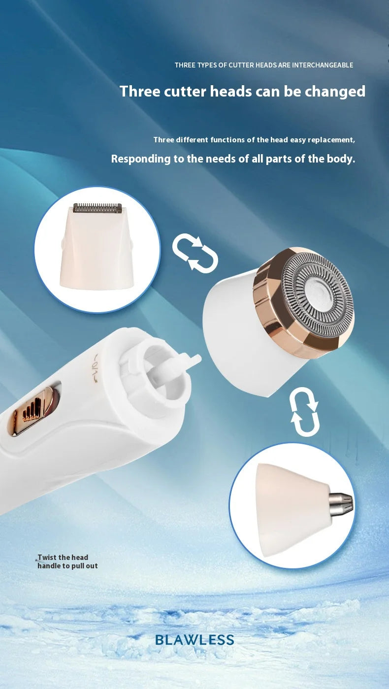 Épilateur Électrique Femme Indolore Portable - Rasoir Dame Tondeuse Corps Aisselles Bikini Bras Jambes Visage Sans Douleur