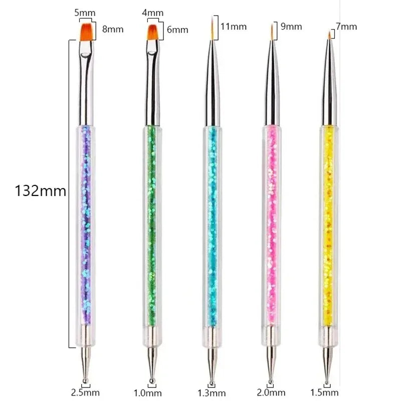 Set 5 Stylos Dotting Nail Art - Pinceaux Ongles Accessoires Outils Manucure Professionnelle Fournitures Nail Supplies