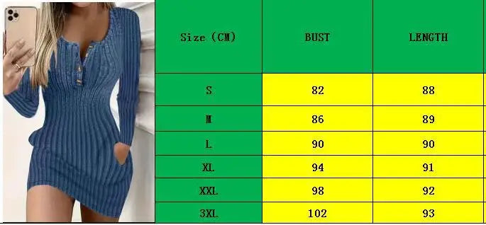 Robe Pull Femme Boutons Manches Longues - Mini Robe Moulante Tricot Côtelé Automne Hiver