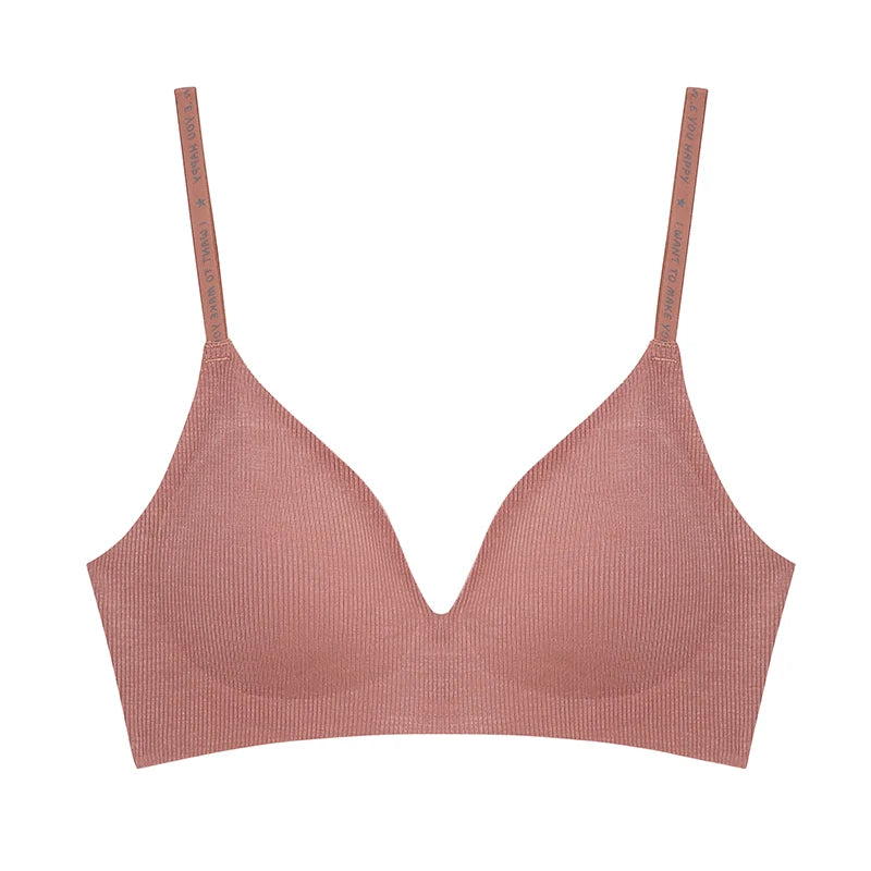 Brassière Femme FINETOO Sans Armature Col V - Rayée Tricot Rembourrée