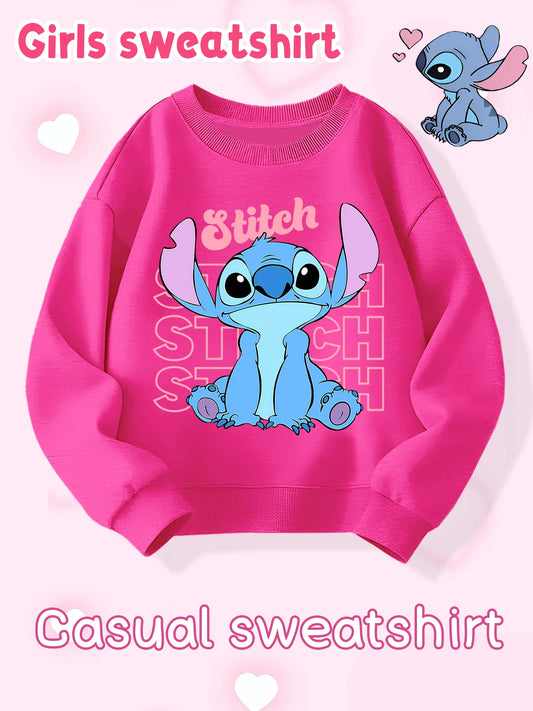 Sweat Enfant Stitch Disney Col Rond - Pull Casual Imprimé Cartoon Fille Garçon Cadeau
