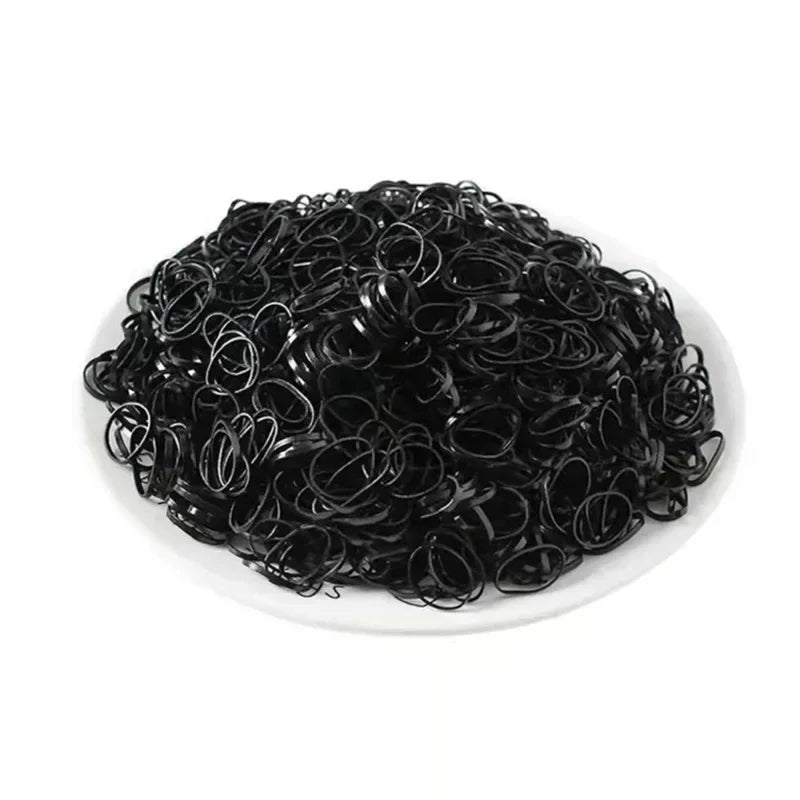 Élastiques Cheveux Noirs 1000pcs - Mini Élastiques Haute Élasticité Queue de Cheval Femme Fille