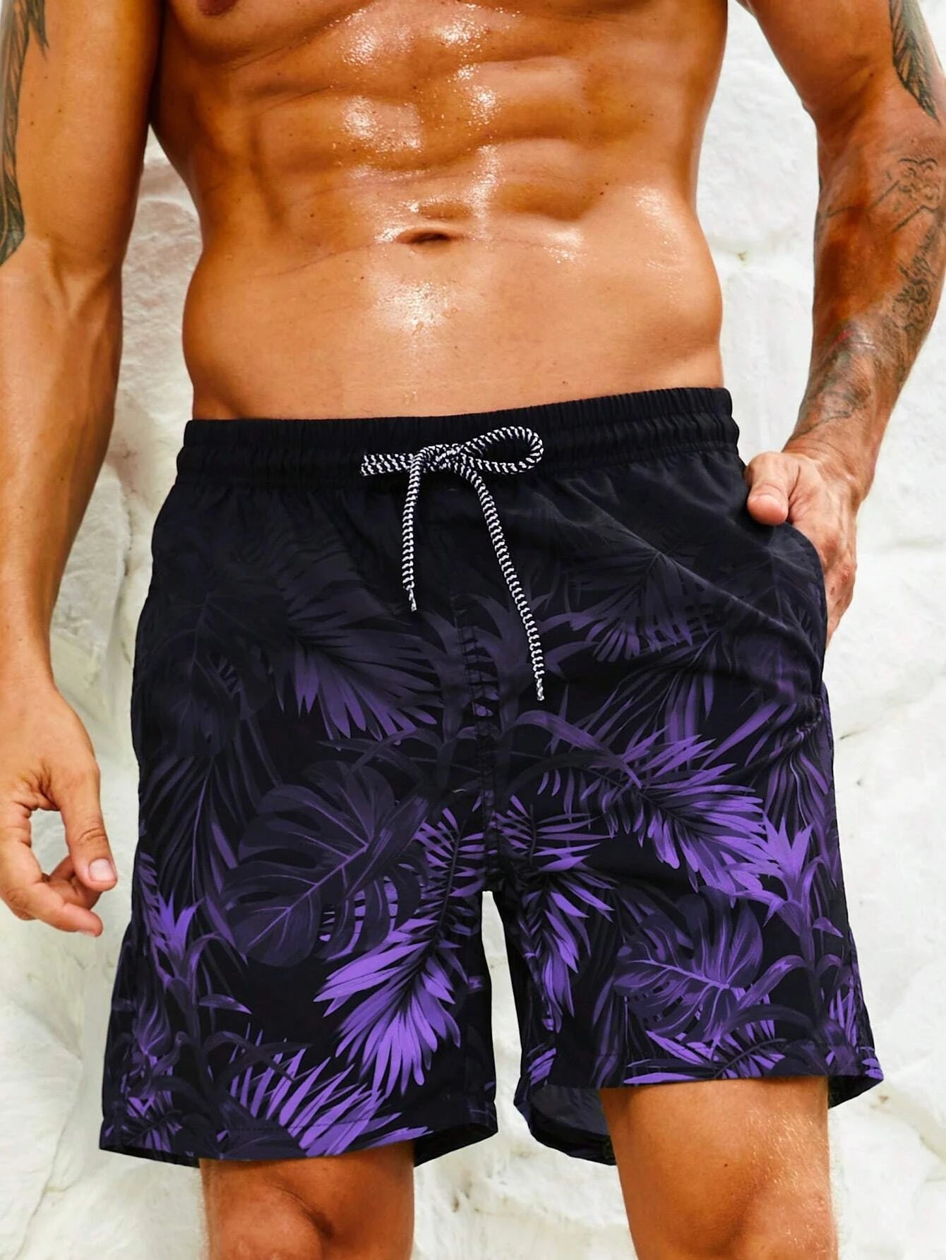 Short de Plage Homme Hawaïen Palmiers Dégradé 3D - Maillot Séchage Rapide Sport Loisir