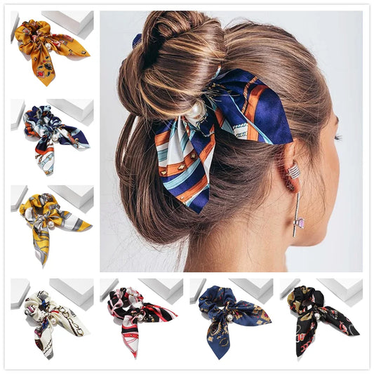 Chouchou Cheveux Femme Nœud Chiffon - Élastique Scrunchies Couleur Unie