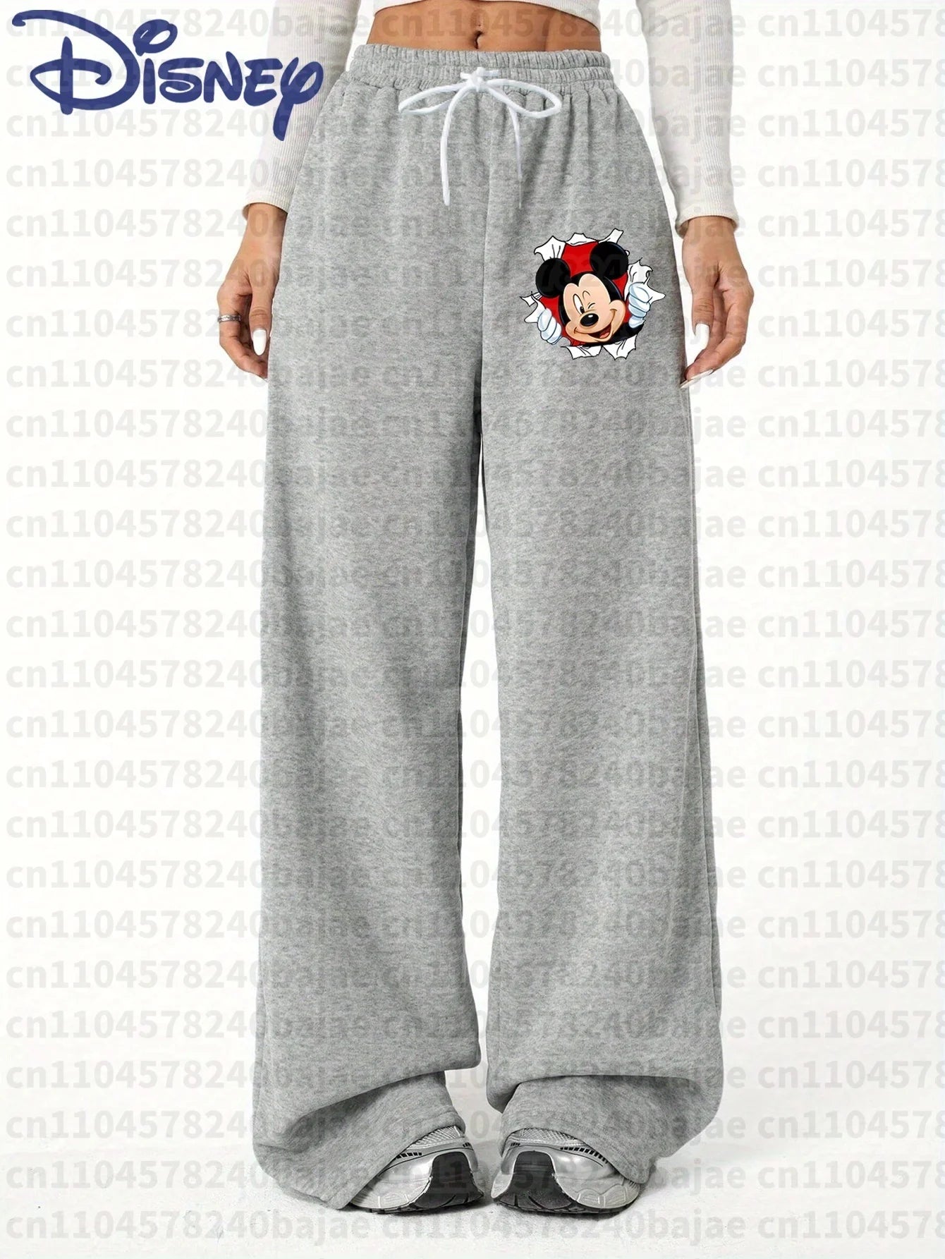 Pantalon Jogging Disney Mickey Femme - Sweatpants Casual Automne Hiver Taille Élastique Oversize