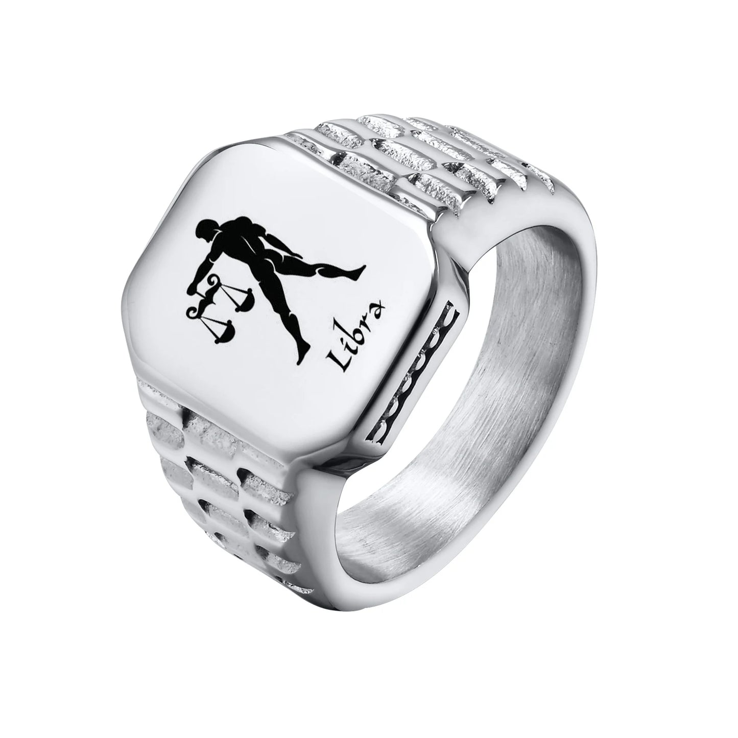 Bague Chevalière Zodiaque Acier Personnalisable - Homme Cadeau